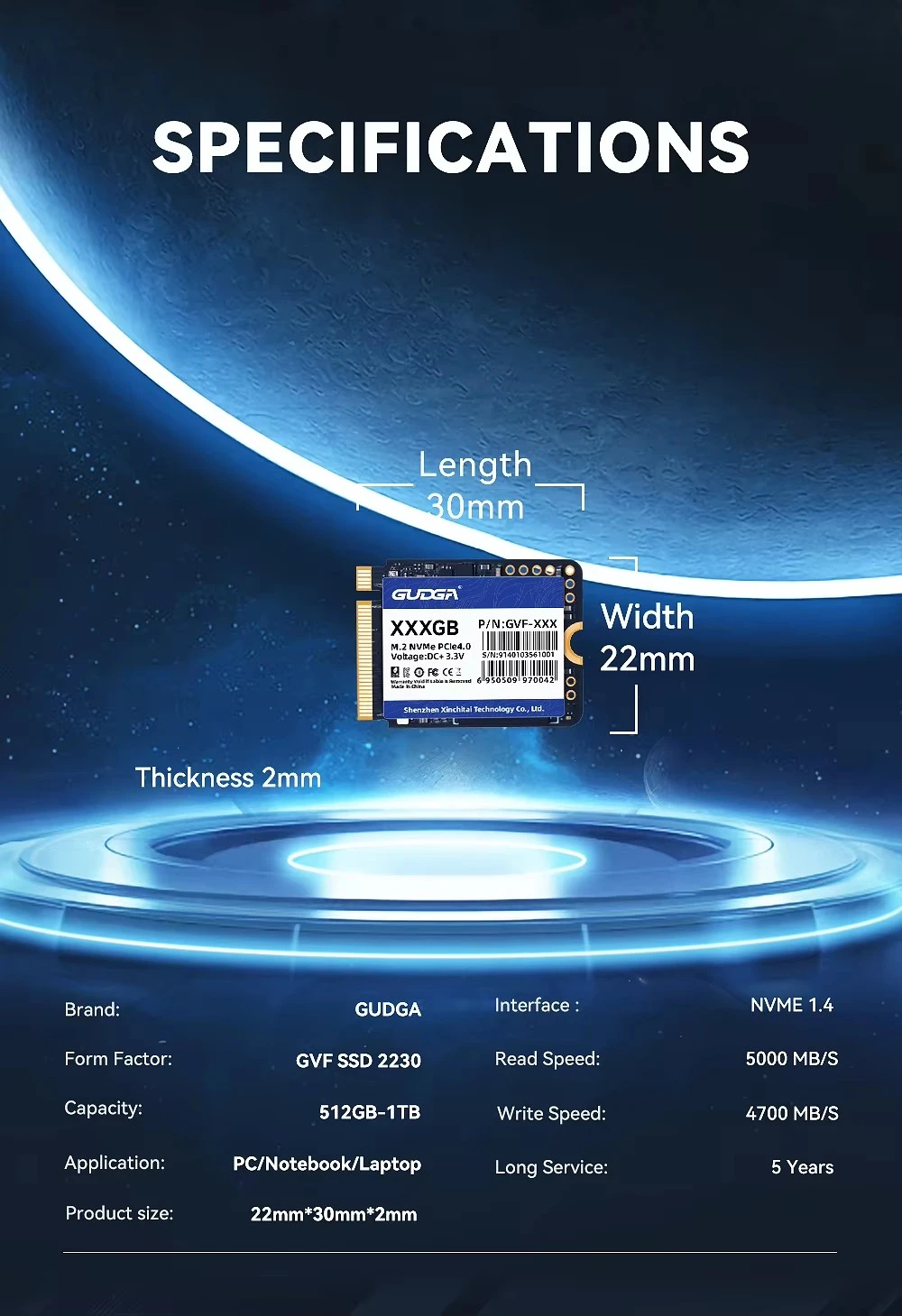 High Speed M.2 2230 PCIE 4.0 SSD with 5000MB/s Read